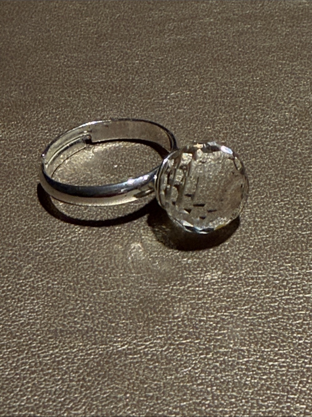 Clear Crystal Adjustable Silver Ring - Women Jewelry